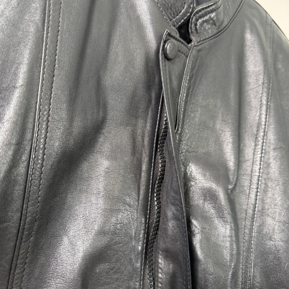 Cueros Curtidos Finos Mens XXL Black Leather Bomber Jacket Argentina Cafe Racer - Picture 3 of 10